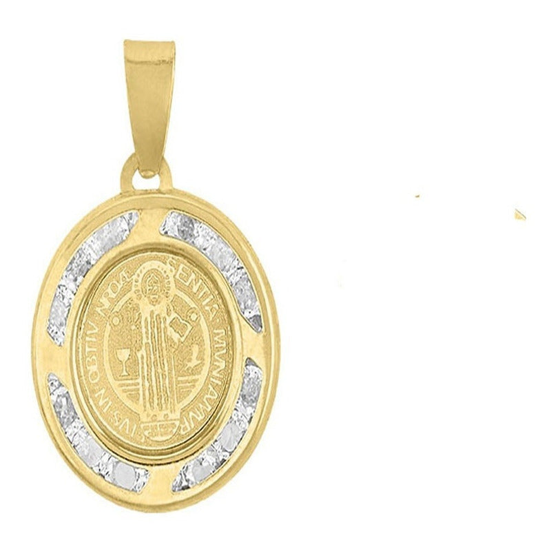 Kit Cadena Con Dije San Benito Oro 10 K. + Obsequio