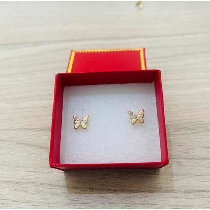 Broqueles Mariposa Oro Florentino Circonia De 10 K + Obsequi