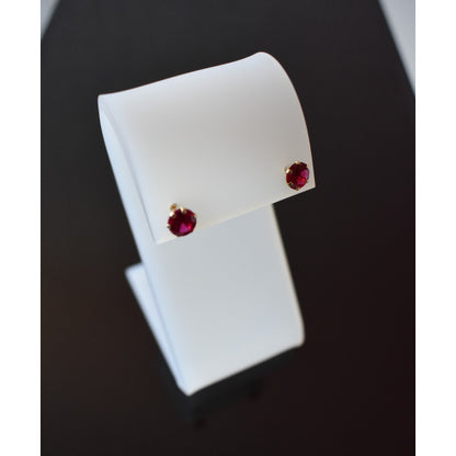 Broqueles Rectos Rubí Oro De 10 K