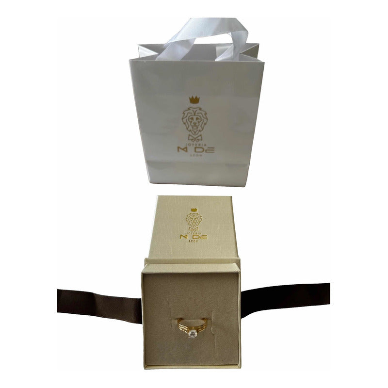 Anillo Compromiso Líneas Circonias Oro 14 K + Obsequio