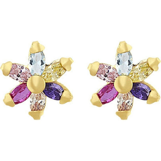 Broquel Margarita Con Zirconía En Oro De 10 K + Obsequio