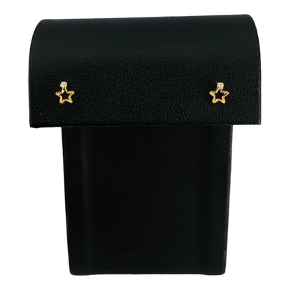 Broqueles De Estrella Con Zirconia En Oro De 14 Kilates