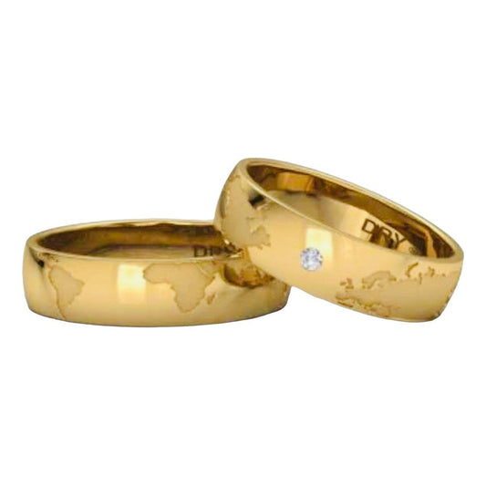 Argolla Matrimoniales Mapamundi Oro 14 K