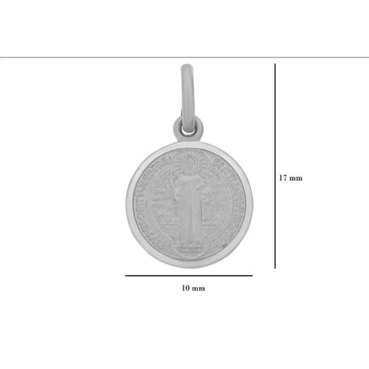 Medalla De San Benito En Oro Blanco De 14 K