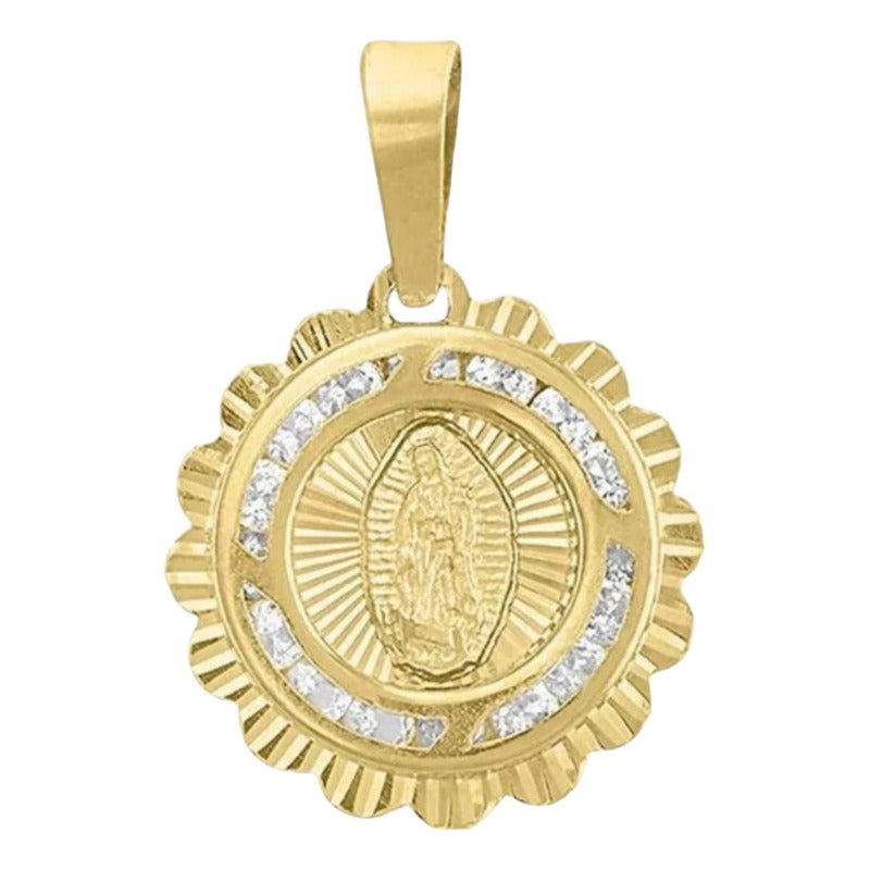 Juego Collar Guadalupe + Aretes Zircionias 10 K + Regalo