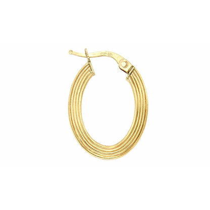 Arracadas Ovaladas Con Líneas Facetada En Oro De 14 K