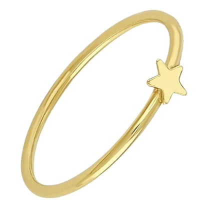 Juego Anillo + Broqueles Estrella Liso Oro 10 K. + Obsequio