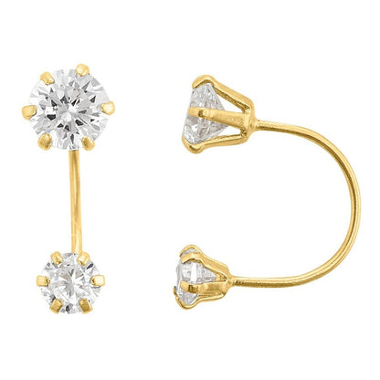 Broqueles Curvo (telefono) Circonias Oro De 10 K + Obsequio