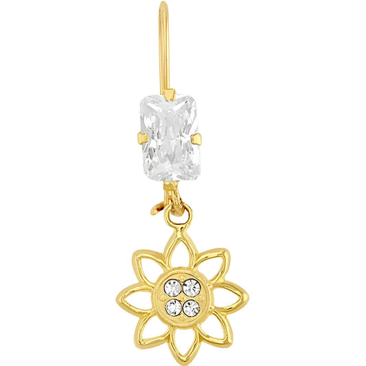 Arete Sol Figura En Oro De 10 K + +