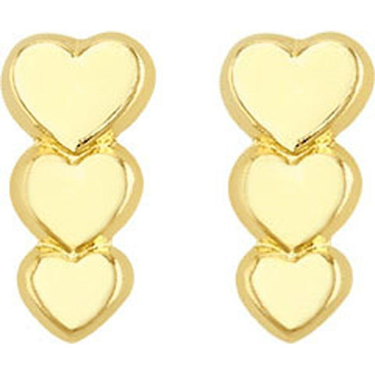 Broquel Triple Corazón En Oro De 10 K + Obsequio + Envío