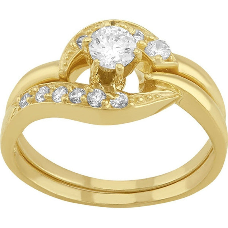 Anillo Alianza Solitario En Oro De 10 K + Obsequio + Envio