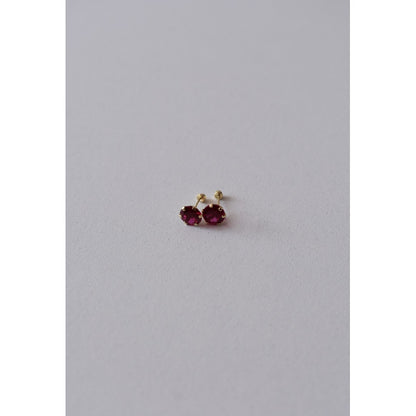 Broqueles Rectos Rubí Oro De 10 K