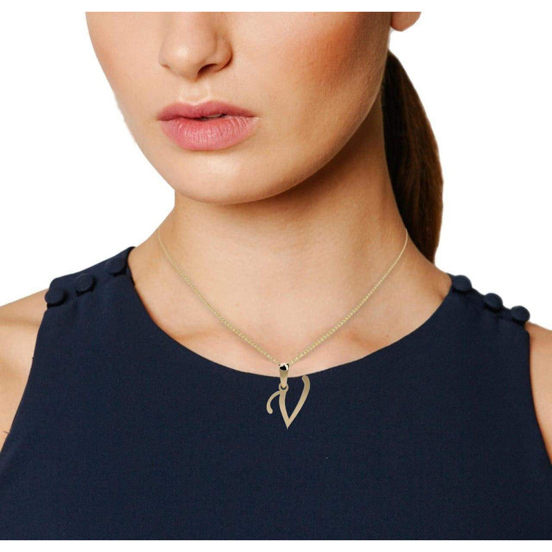Dije Inicial Letra V Oro 14 K + Obsequio + Envio