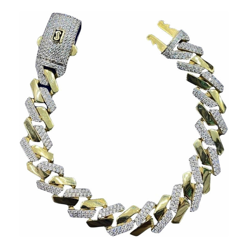 Hermosa Pulsera Tipo Cubana Maciza En Oro De 14 Kilates