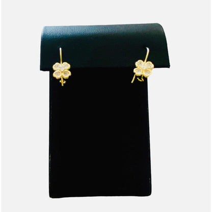 Arete Trebol Con Zirconias En Oro De 10 K + Obsequio + Envio