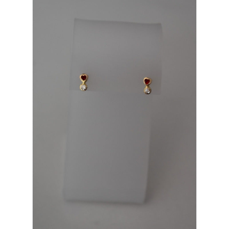 Broqueles Tu Y Yo Corazón 7 Mm Oro De 10 K + Obsequio