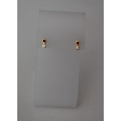 Broqueles Tu Y Yo Corazón 7 Mm Oro De 10 K + Obsequio