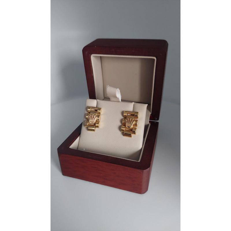 Aretes Tejido Rolex Macizos Oro 18 Kilates