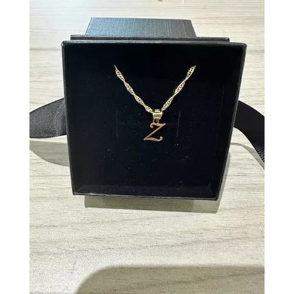 Juego Collar Letra Z Lisa + Aretes Bola 10 K. + Regalo