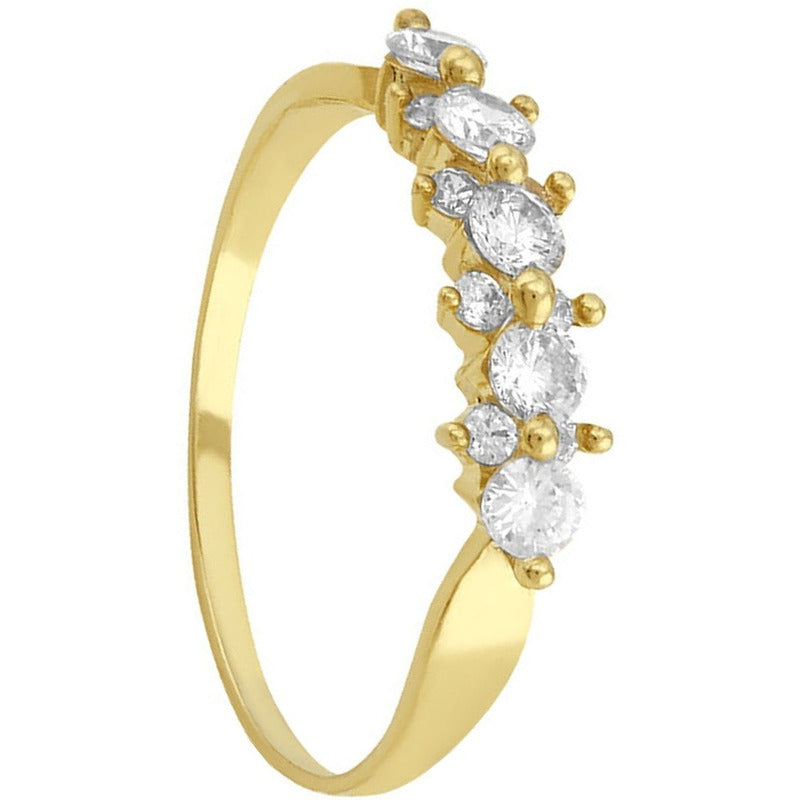 Anillo Churumbela 5 Zirconias En Oro De 10 K + Obsequio