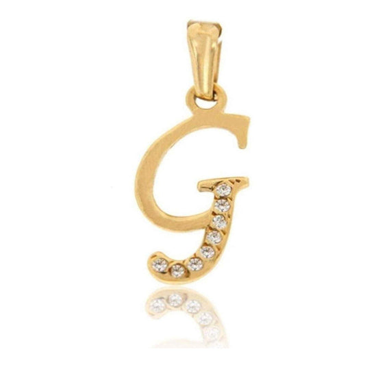 Dije Inicial Letra G Con Circonias Oro 14 K + Obsequio