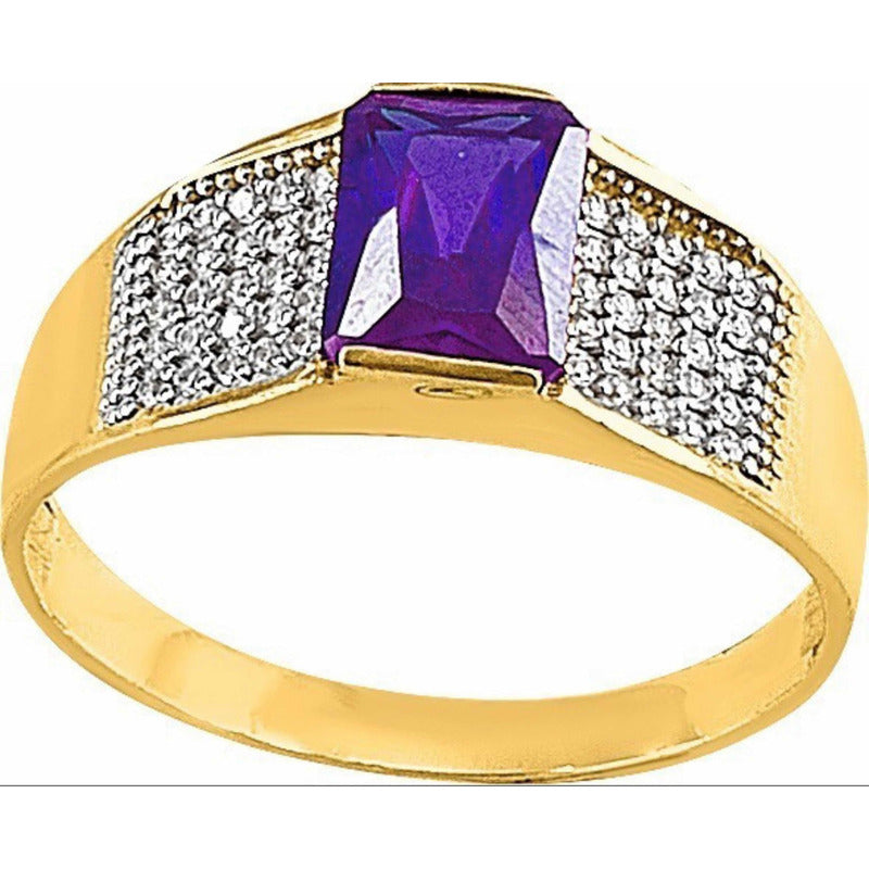 Anillo Caballero Zirconias Oro 10 K + Obsequio