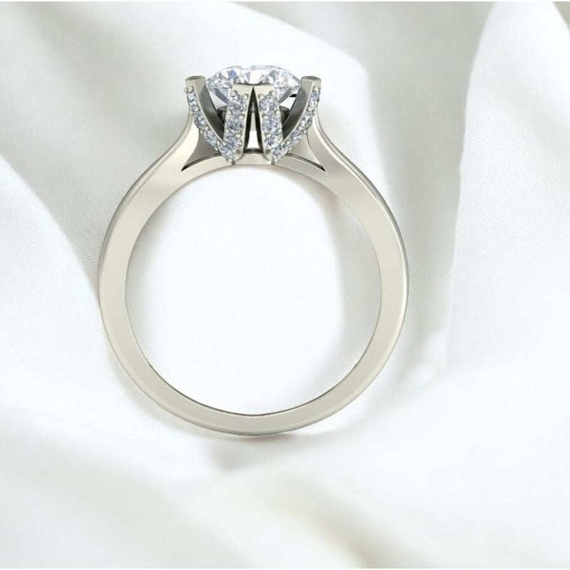 Anillo Solitario Corona V Oro 14 Kilates