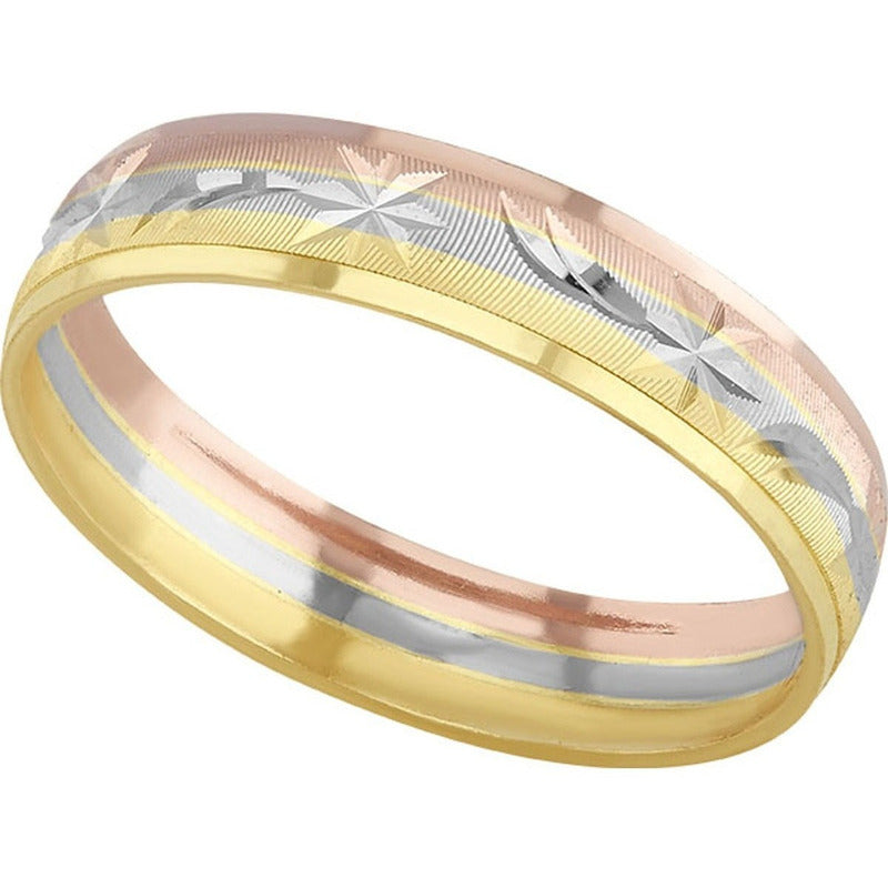 Par Argollas Matrimonio 3 Oros De 10 K Diamantadas + Obsequi