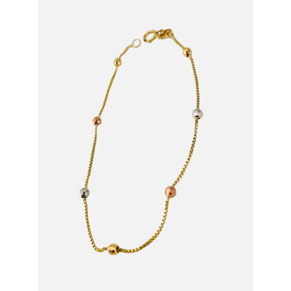 Esclava Dama Tejido Cubo  Bolitas 18 Cm Oro 10 K + Obsequio