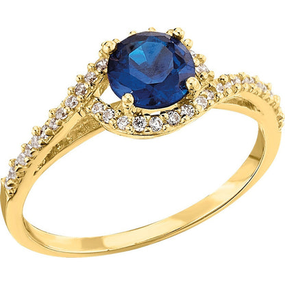 Anillo Con Zafiro Sintetico Oro 10 K + Obsequio