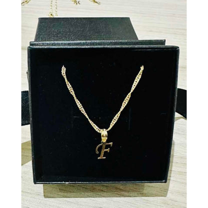 Kit Cadena Con Dije Letra F Lisa Oro 10 K + Obsequio