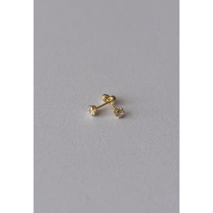 Broqueles Circonia Blancos Para Bebé 3 Mm Oro De 14 K