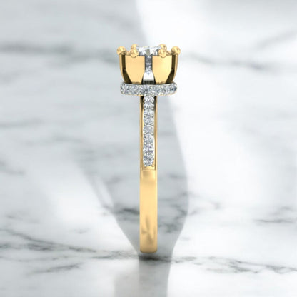 Anillo Solitario Corona Reyna Oro 18 Kilates