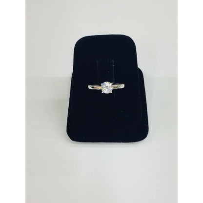 Anillo De Compromiso Clásico Oro Blanco 10 K