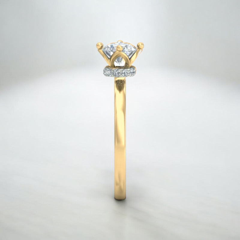 Anillo Solitario Corona Triangulos Oro 10 Kilates
