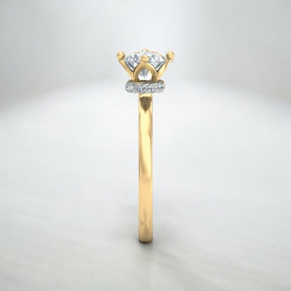 Anillo Solitario Corona Triangulos Oro 10 Kilates