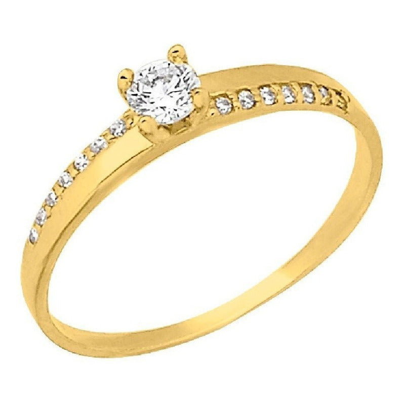 Hermoso Anillo Solitario Con Circonia En 10 Kilates + Obsequ