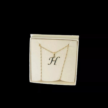 Juego Collar Letra  H   Lisa + Aretes Bola 10 K. + Regalo