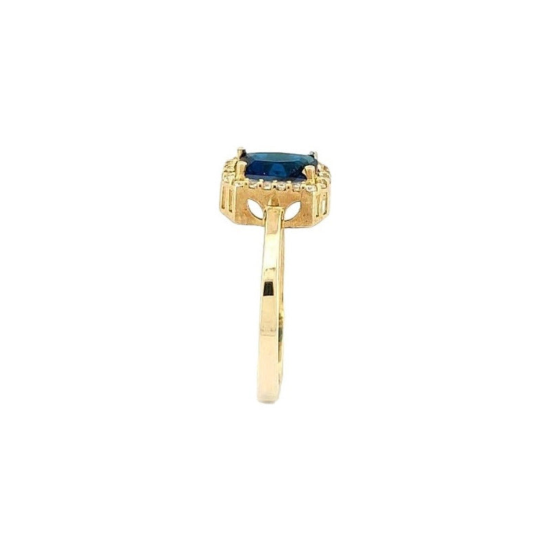 Anillo Solitario Octa Azul En Oro De 10 K + Obsequio + Envio