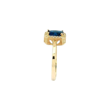 Anillo Solitario Octa Azul En Oro De 10 K + Obsequio + Envio