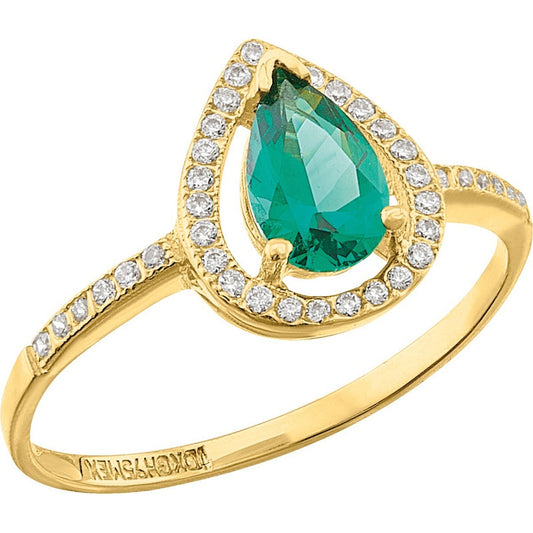 Anillo De Gota Con Circonias Oro 10 K + Obsequio