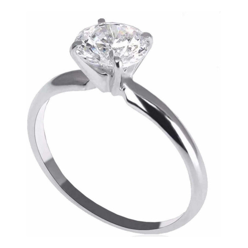 Anillo De Compromiso Clásico Oro Blanco 10 K