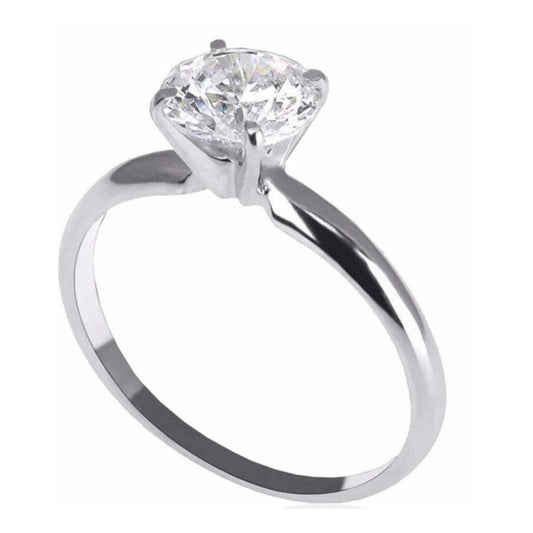 Anillo De Compromiso Clásico Oro Blanco 10 K