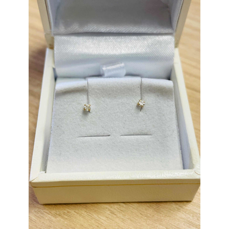 Broqueles Oro 18 Kilates Con Diamante Natural  + Obsequio