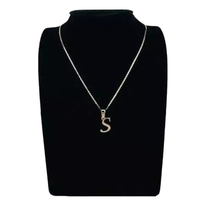 Juego Collar Letra S Lisa + Aretes Bola 10 K. + Regalo