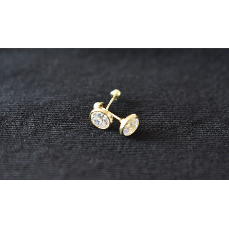 Broqueles Biselado 5 Mm Oro De 10 K + Obsequio