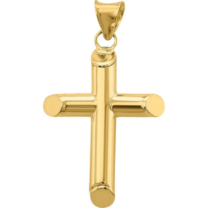Kit Cadena Con  Cruz Lisa Tubular En Oro De 10k + Obsequio
