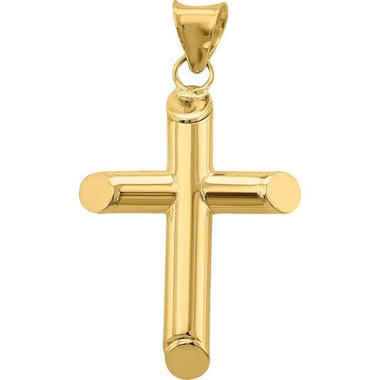 Kit Cadena Con  Cruz Lisa Tubular En Oro De 10k + Obsequio