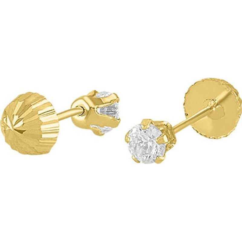 Broquel Mini Doble Vista En Oro De 10 K + Obsequio + Envio