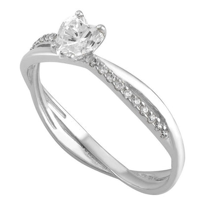 Anillo Entrelazado Oro Blanco 10 Kilates Zirconias+ Obsequio